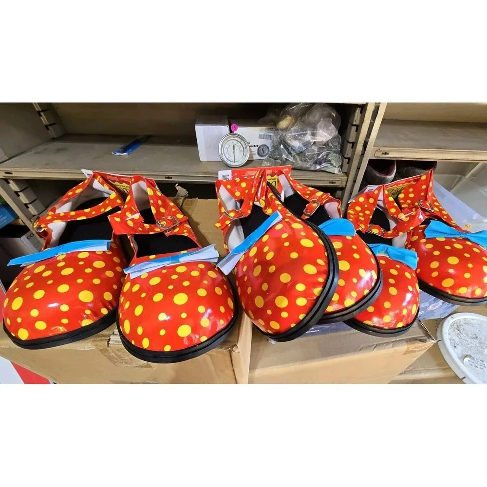 Lot Of 3‎ Clown Shoes Adult One Size Costume Halloween Red Blue Yellow Bowtie